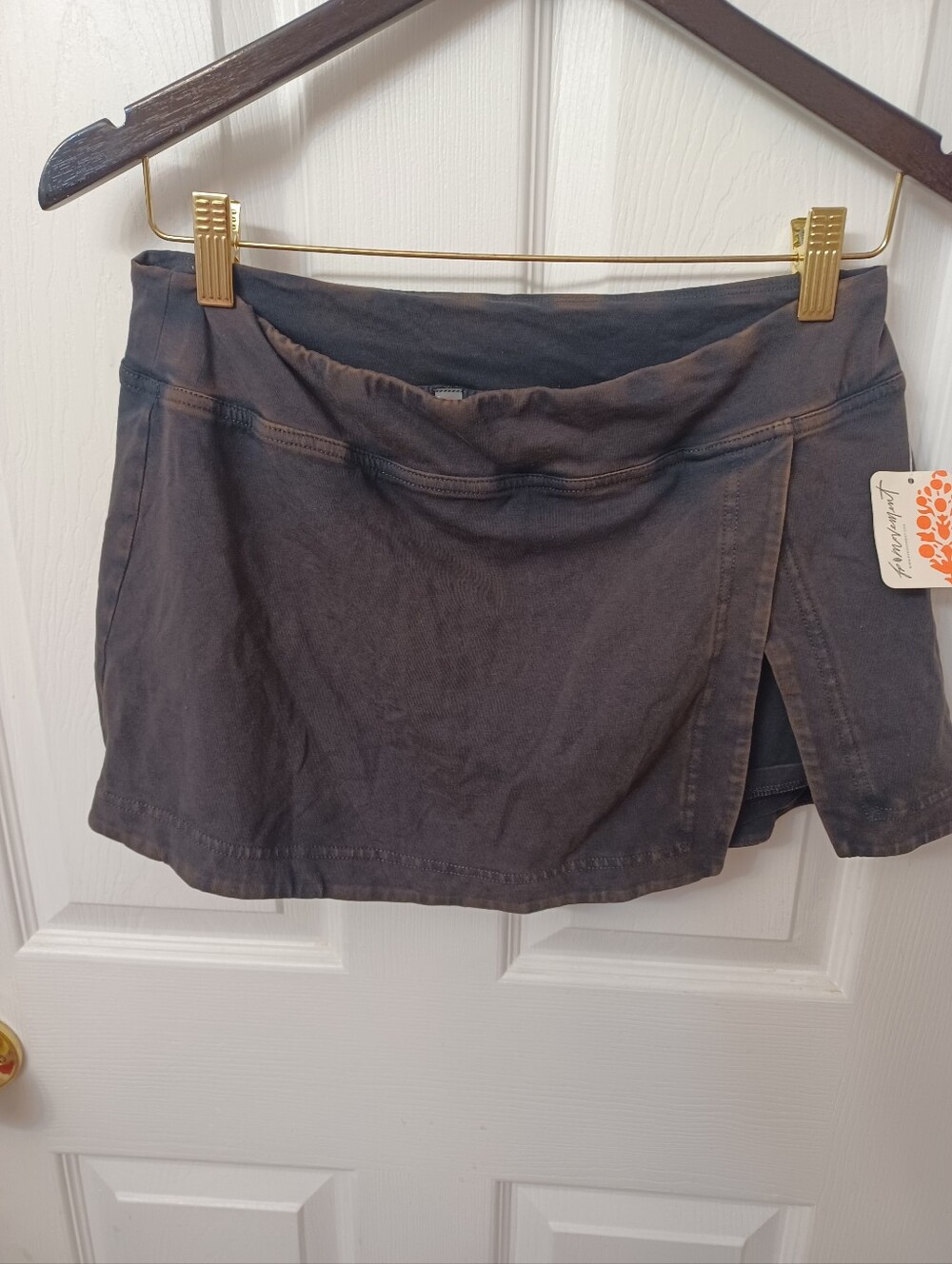 NWT FP Movement Free People Wash Out Mini Skort Charcoal Large